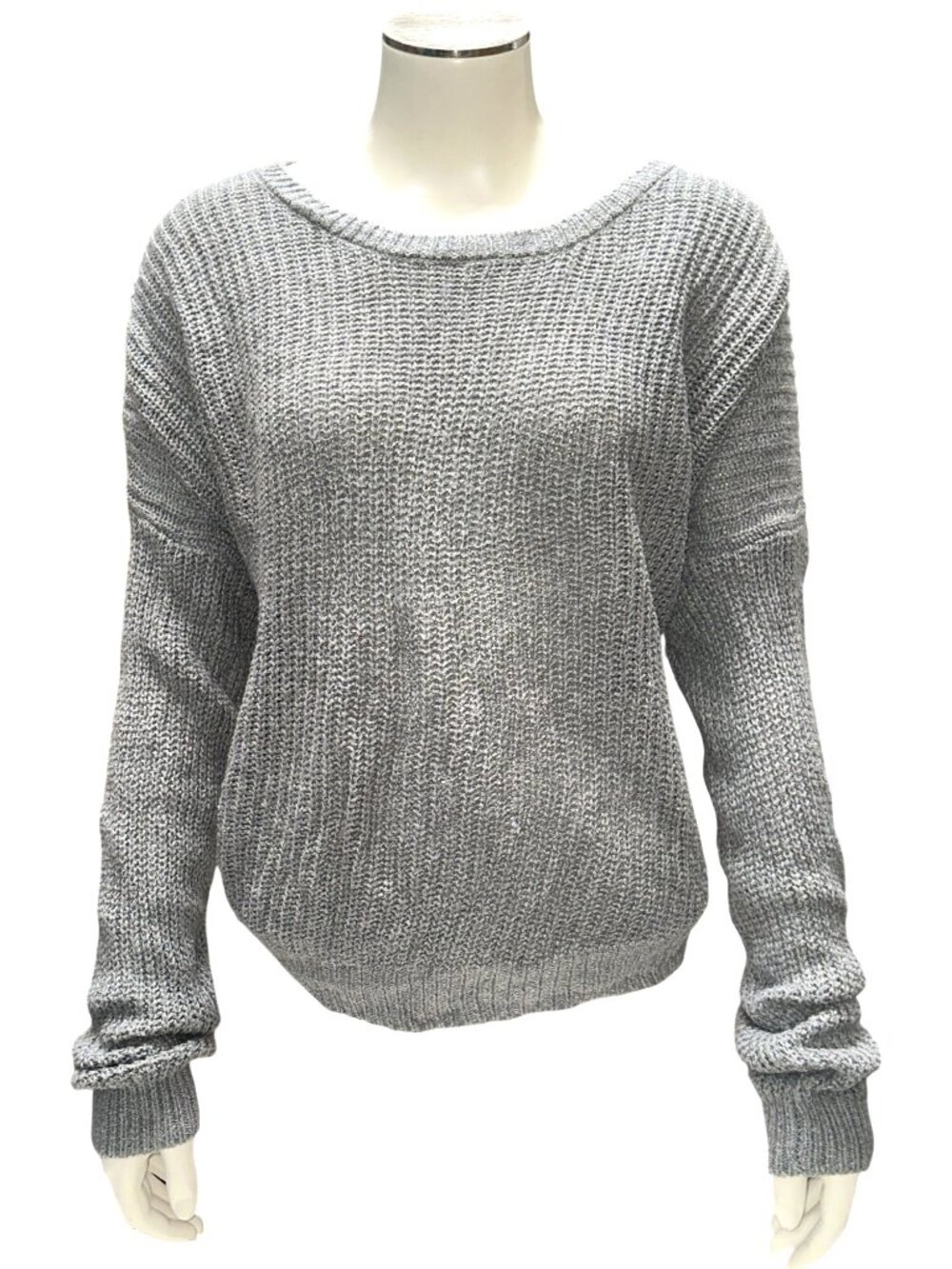 Forever 21 Medium Gray Sweater Marled Knit Slouchy Relaxed Cozy Grunge Core Chic - Picture 2 of 10